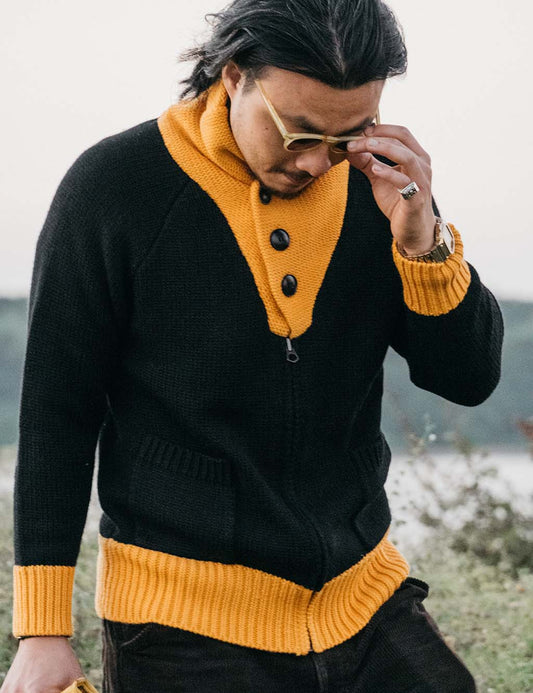 "1940s" Sweater - Black/Yellow
