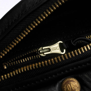 Quilted Black Bum Bag w/ Gold Zippers